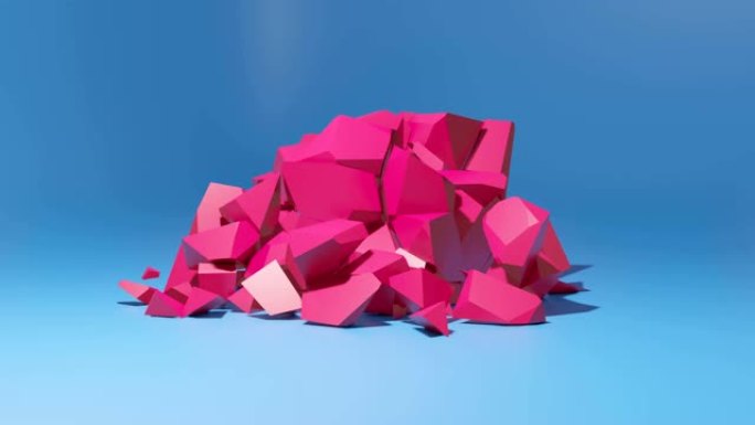 粉红色的立方体被分成小块