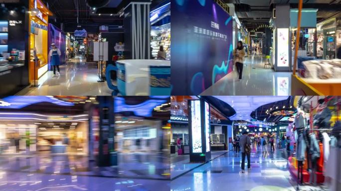 广州市著名的拥挤地下购物中心步行pov全景延时4k中国