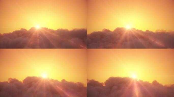 飞越天堂美丽的阳光明媚的云景