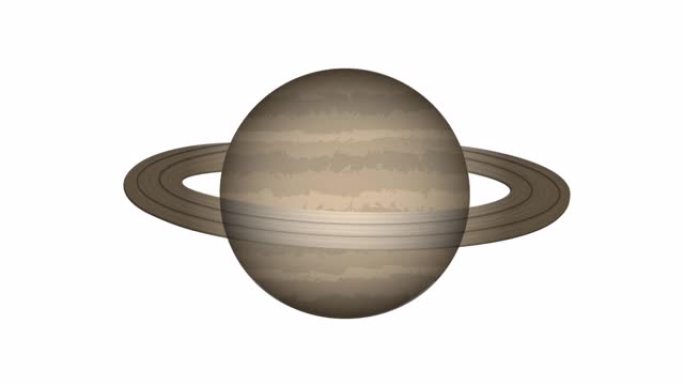 土星。太阳系中一颗行星的动画。卡通