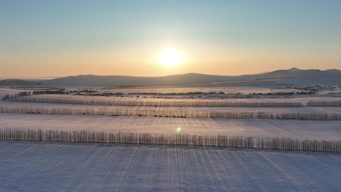 北方雪域雪原田野雪景风光