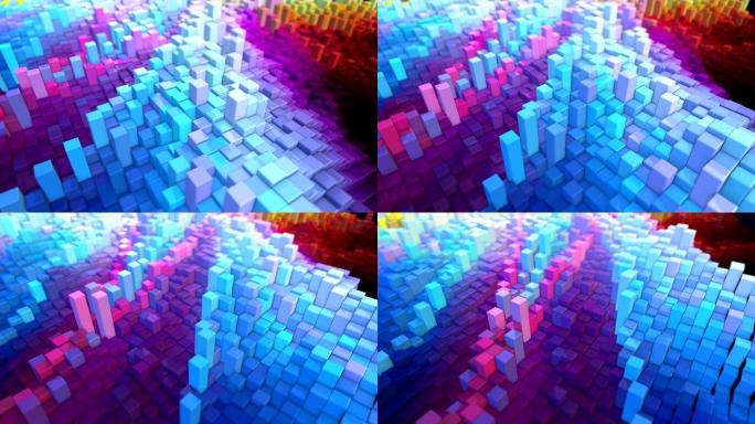 流动的彩色抽象立方体动画背景