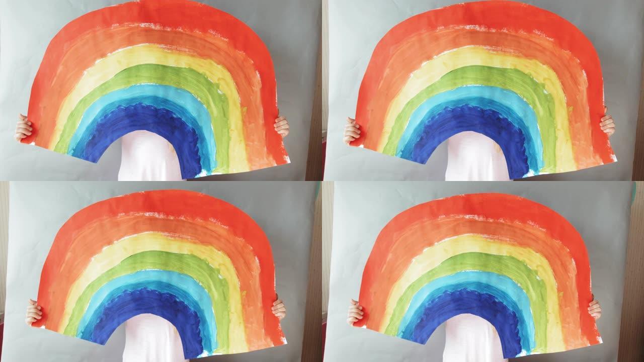 年轻女孩为医生画彩虹。