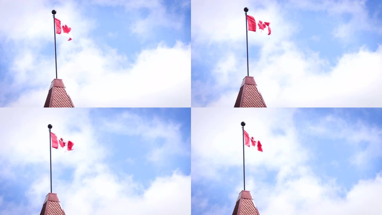 风中的加拿大国旗加拿大国旗