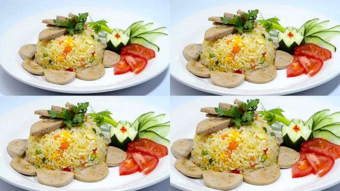 越南炒饭和蔬菜美味经典菜肴亚洲食物