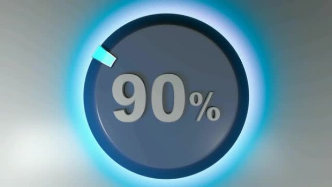 90% 带有旋转光标的蓝色圆形标志-3D渲染视频剪辑