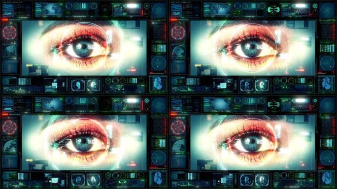人眼技术接口计算机平视显示器数据数字图形用户界面屏幕循环