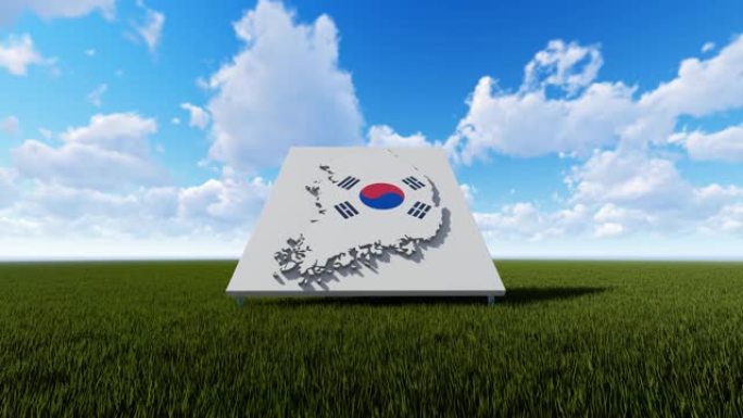 南韩地图背景有蓝天绿草