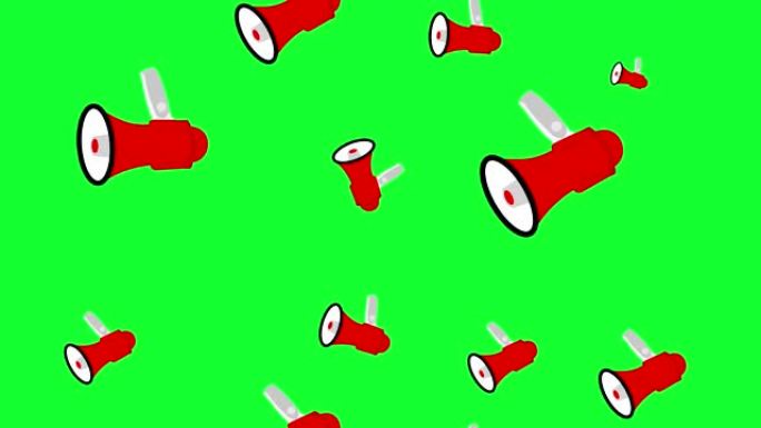 绿色屏幕上的红色喇叭动画，无缝循环，商业元素