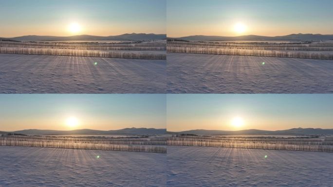 内蒙古雪域雪原田野雪景风光