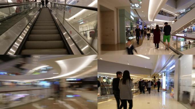 著名的青岛市海湾拥挤购物中心步行延时全景4k中国