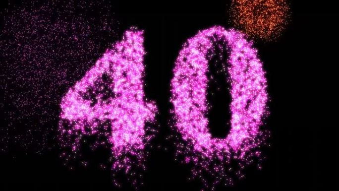 第40个数字粉色烟花之夜闪耀-视频动画