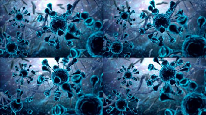 冠状病毒或新型冠状病毒肺炎感染概念。病毒性疾病流行，3d渲染