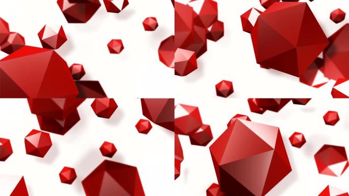 白色背景红色二十面体固体