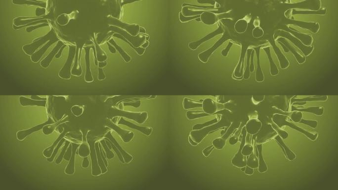 4k绿色冠状病毒疾病新型冠状病毒肺炎感染医学插图黄色背景