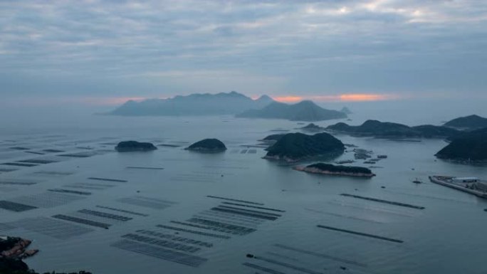 延时: 中国福建霞浦的海藻养殖。