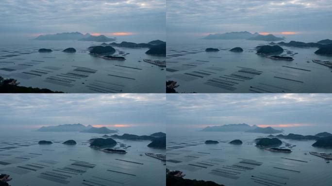 延时: 中国福建霞浦的海藻养殖。