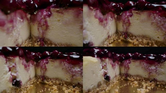 蓝莓芝士蛋糕，多莉微距拍摄。