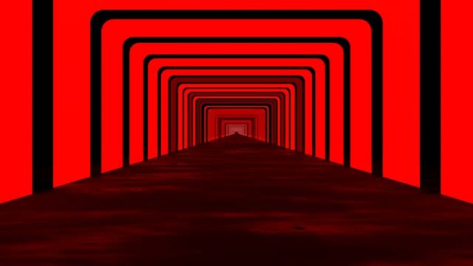 带红灯的未来派环形背景隧道