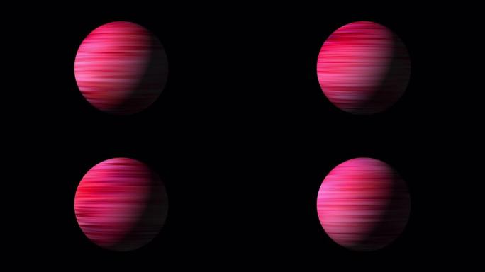 在alpha通道中隔离的红色星球的无缝循环动画。3D渲染循环旋转粉色地球仪。系外行星或太阳系外行星虚