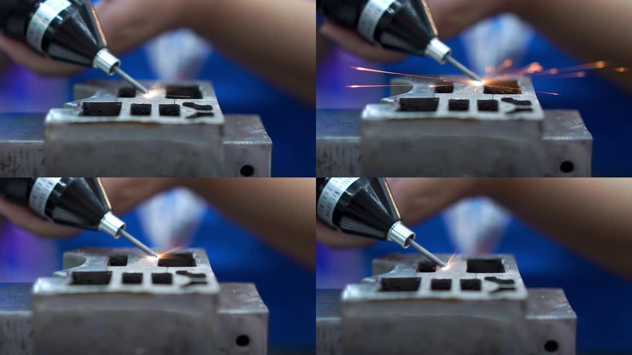 重型工厂电火花激光覆盖涂层模具的操作员工作耐磨材料