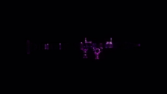火箭筒RGB全息图线框。黑色背景上的漂亮3D动画，未来项目的无缝循环