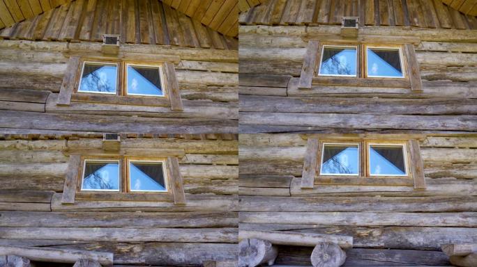 木屋的小玻璃窗