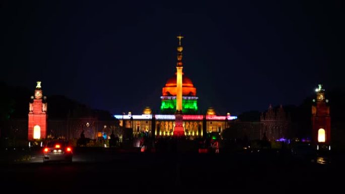 美丽的Rashtrapati Bhavan夜景
