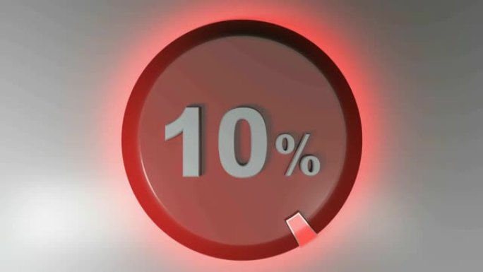 10% 红色圆圈标志与旋转光标-3D渲染视频剪辑