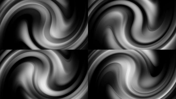 黑白抽象运动渐变背景。抽象流体波。