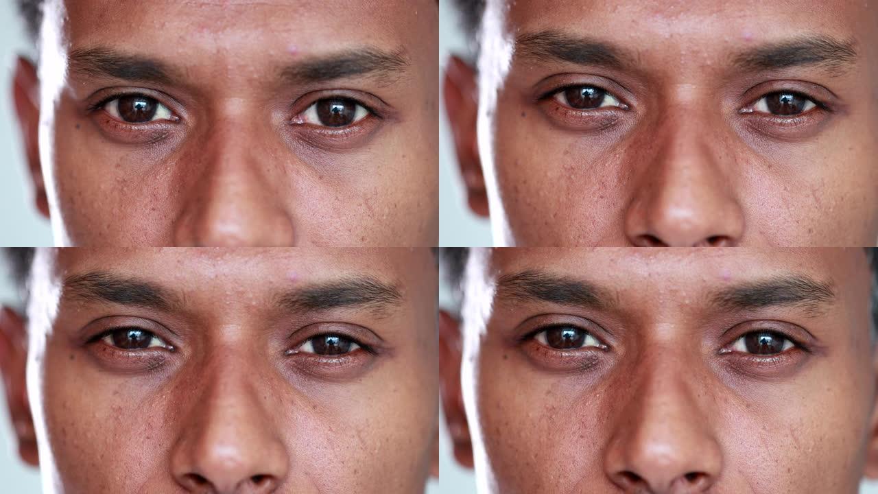 非裔美国人后裔男子放松眼睛看着相机肖像