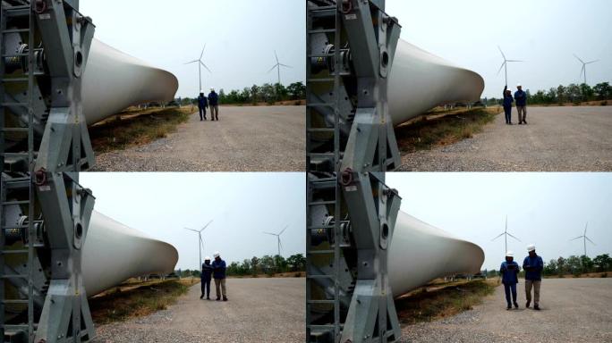 风力涡轮机能源工程师正在工作