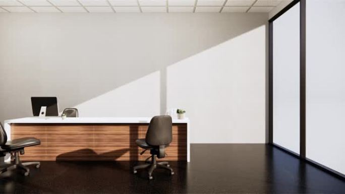 模拟场景办公桌站在办公室。3d渲染