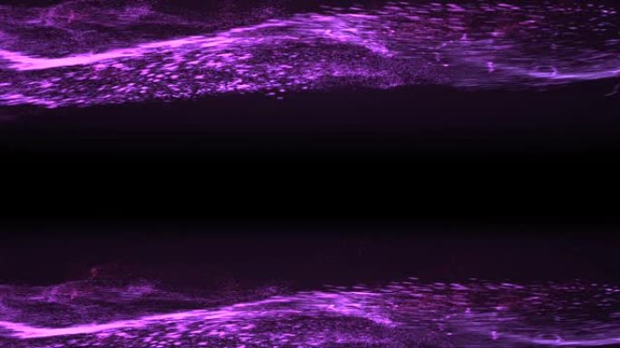 紫色飞溅在深色背景上以水平方式移动。