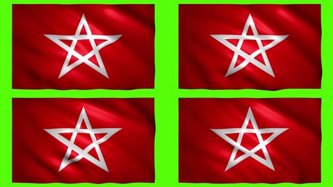 色度键在绿色屏幕上的红旗上的星形符号