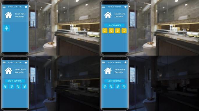 智能家居-智能家居、家庭自动化、带应用程序图标的设备