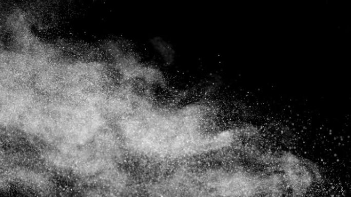 黑色背景上细尘圆形白色的运动粒子动画