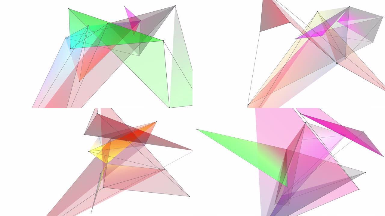 彩色三角形抽象，4k动态抽象几何动画