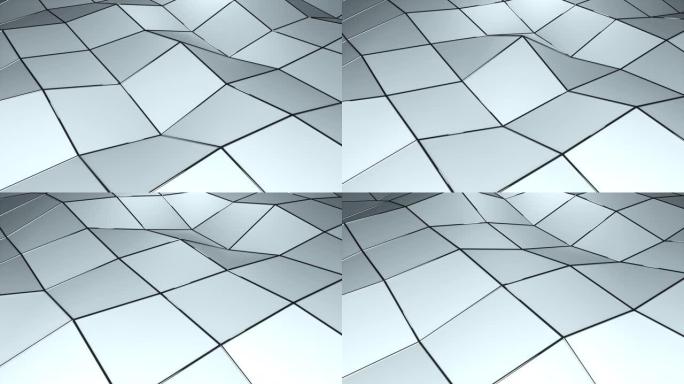 3d渲染三角形几何表面。计算机生成抽象低聚波动背景