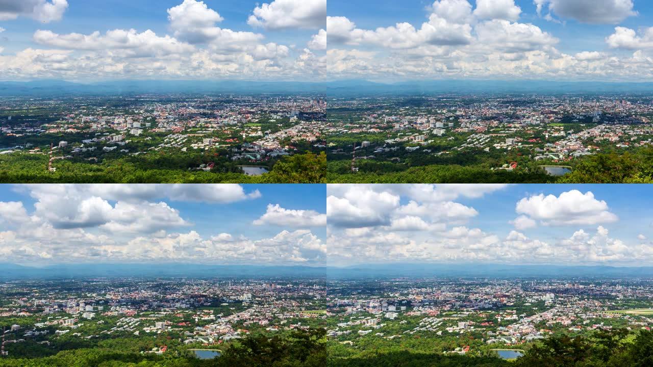 泰国清迈城市景观的地标高视点时间流逝 (潘拍)
