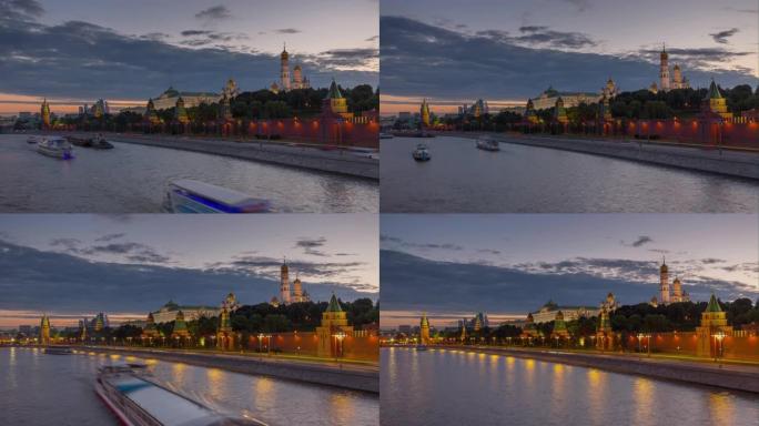 莫斯科克里姆林宫交通河湾全景4k延时俄罗斯