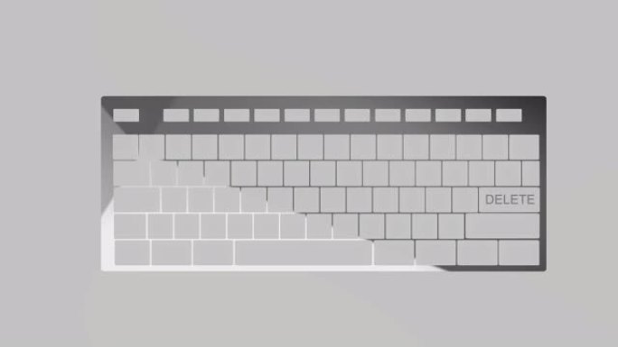 删除键概念4k 3D动画红色和铬