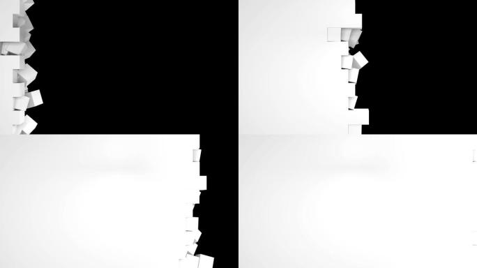 黑白立方体屏幕用阿尔法通道擦拭过渡