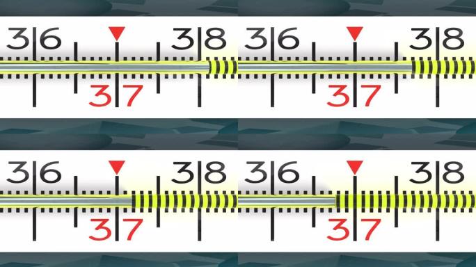 带近距离温度计刻度的3d动画，患者是健康的医学概念