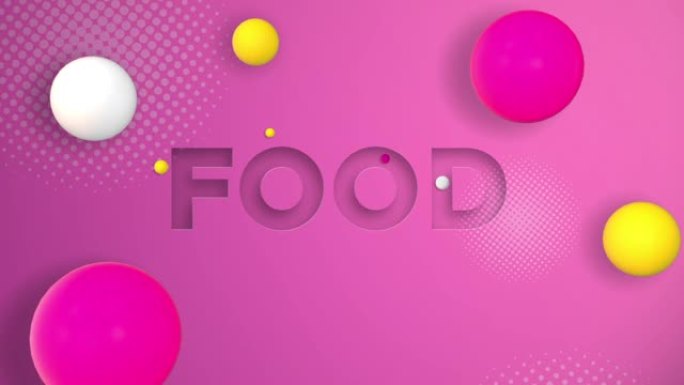 背景词概念，食物，彩球落在地板上