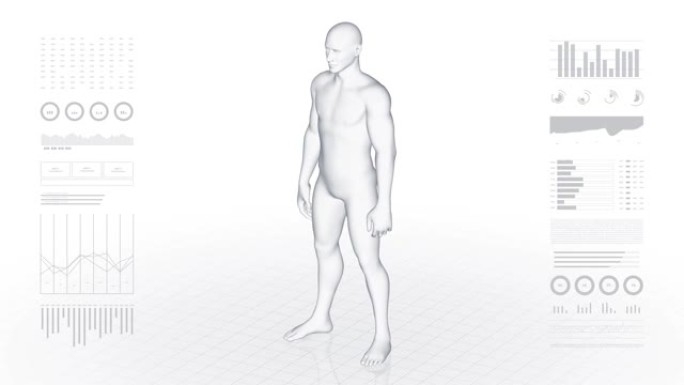 患有足部病理学的人。男孩的3d身体。男性人体结构的旋转动画和特写。4k镜头。