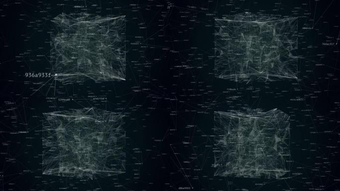 几何混沌、数字噪声抽象动画、线球和立方体形状