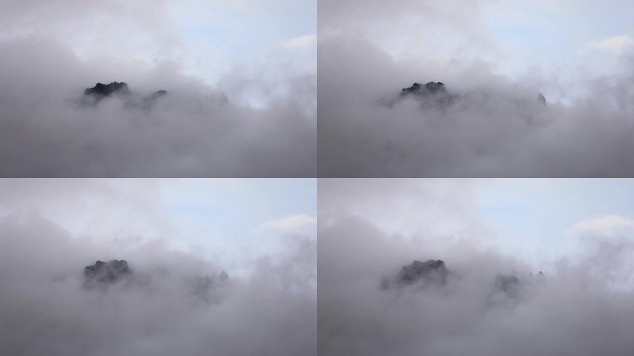 雾气和雾气掠过冰岛险恶的岩层和山脉