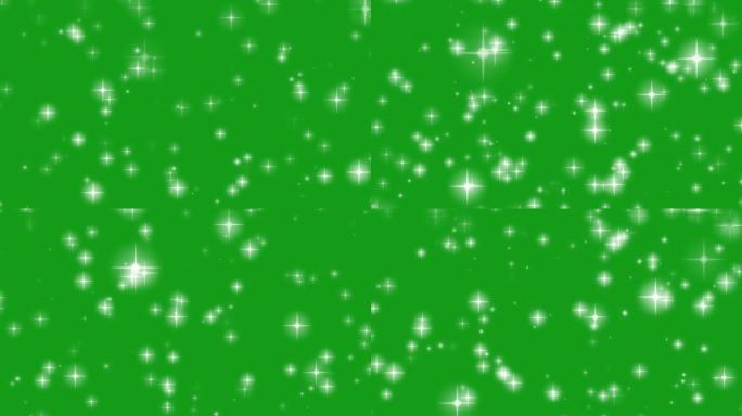 绿色屏幕背景的发光星星运动图形