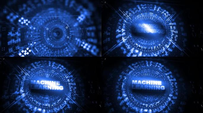 机器学习数字单词动态动画片头片花蓝色全息